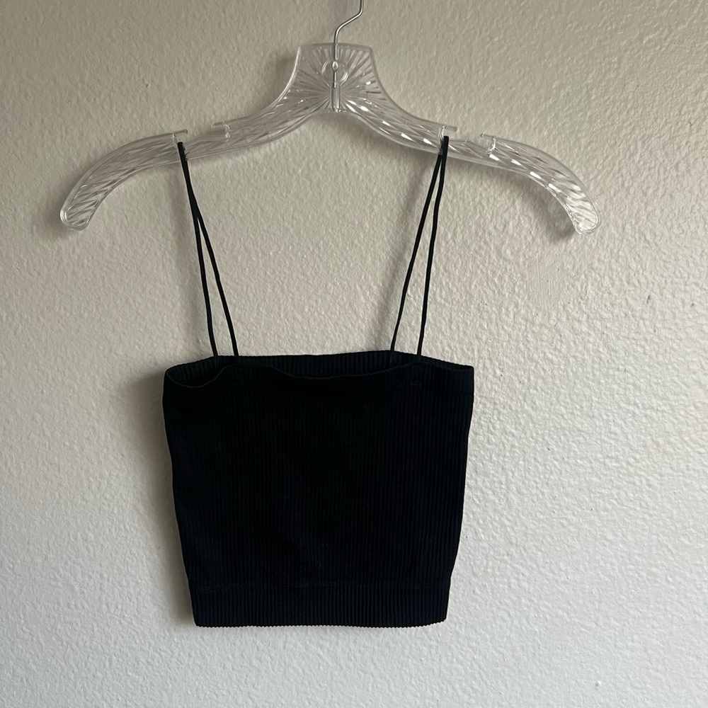 BDG Black Ribbed Crop Top